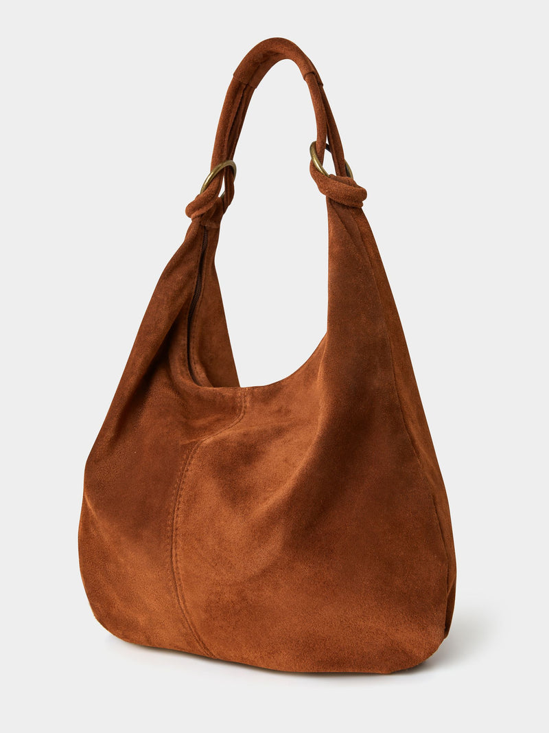 Joe Browns brown Italian suede knotted hobo bag - British product