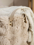 Beige faux fur storage basket with handles (British brand)