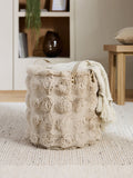 Beige faux fur storage basket with handles (British brand)