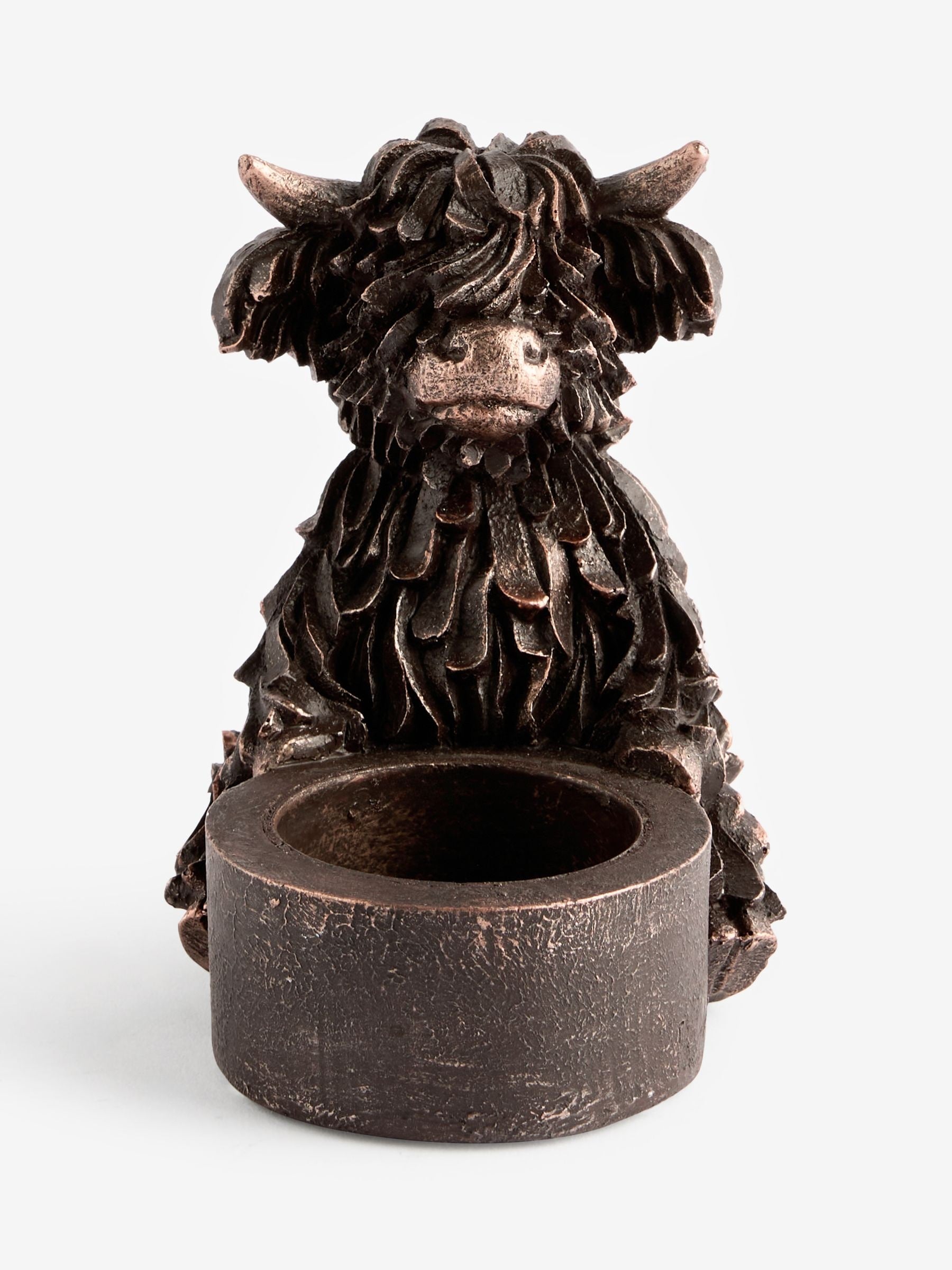Bronze Hamish The Highland Cow tea light candle holder - British product