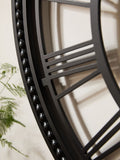 Black bobbin wall clock with 75cm diameter - British product