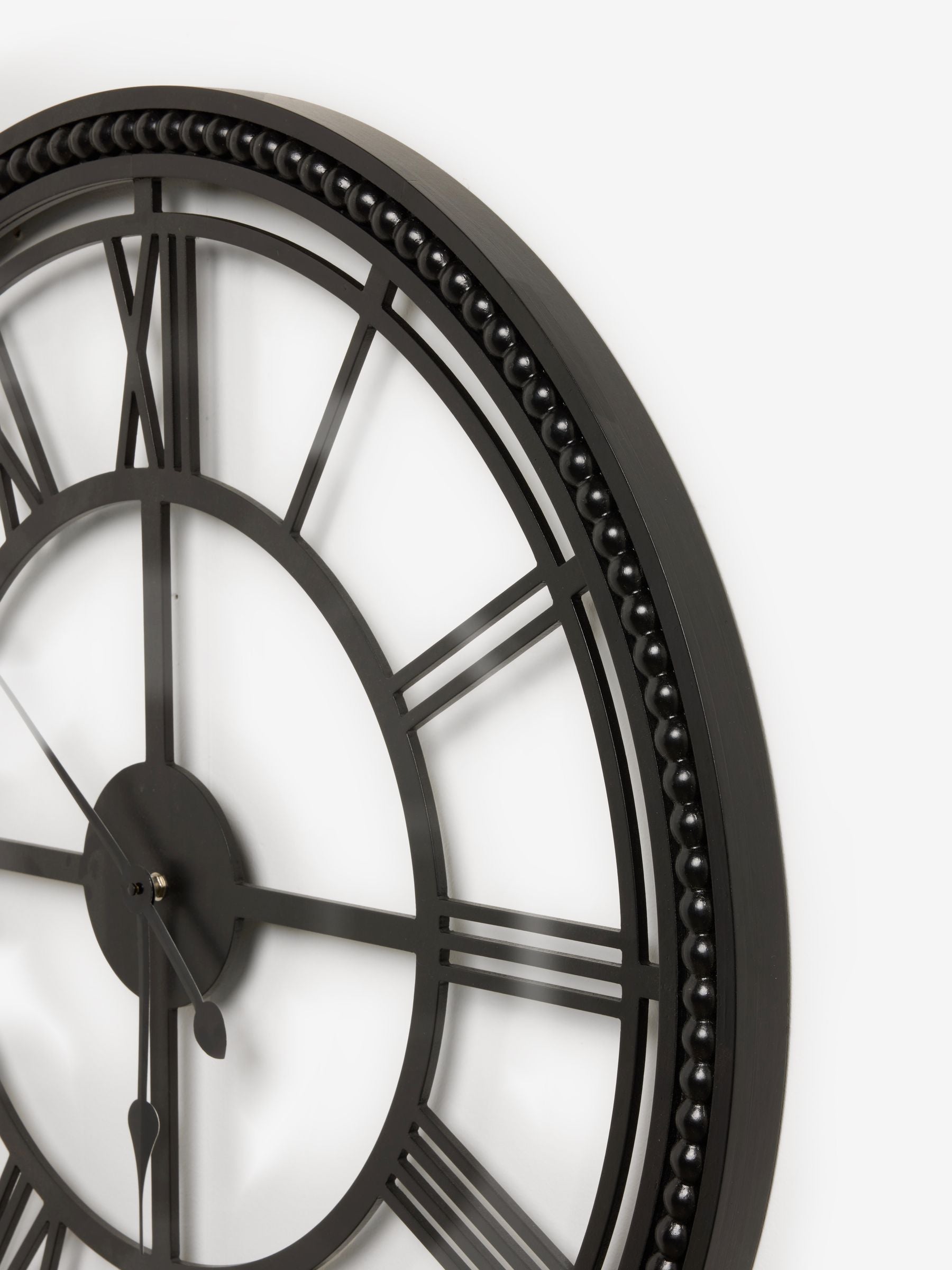 Black bobbin wall clock with 75cm diameter - British product