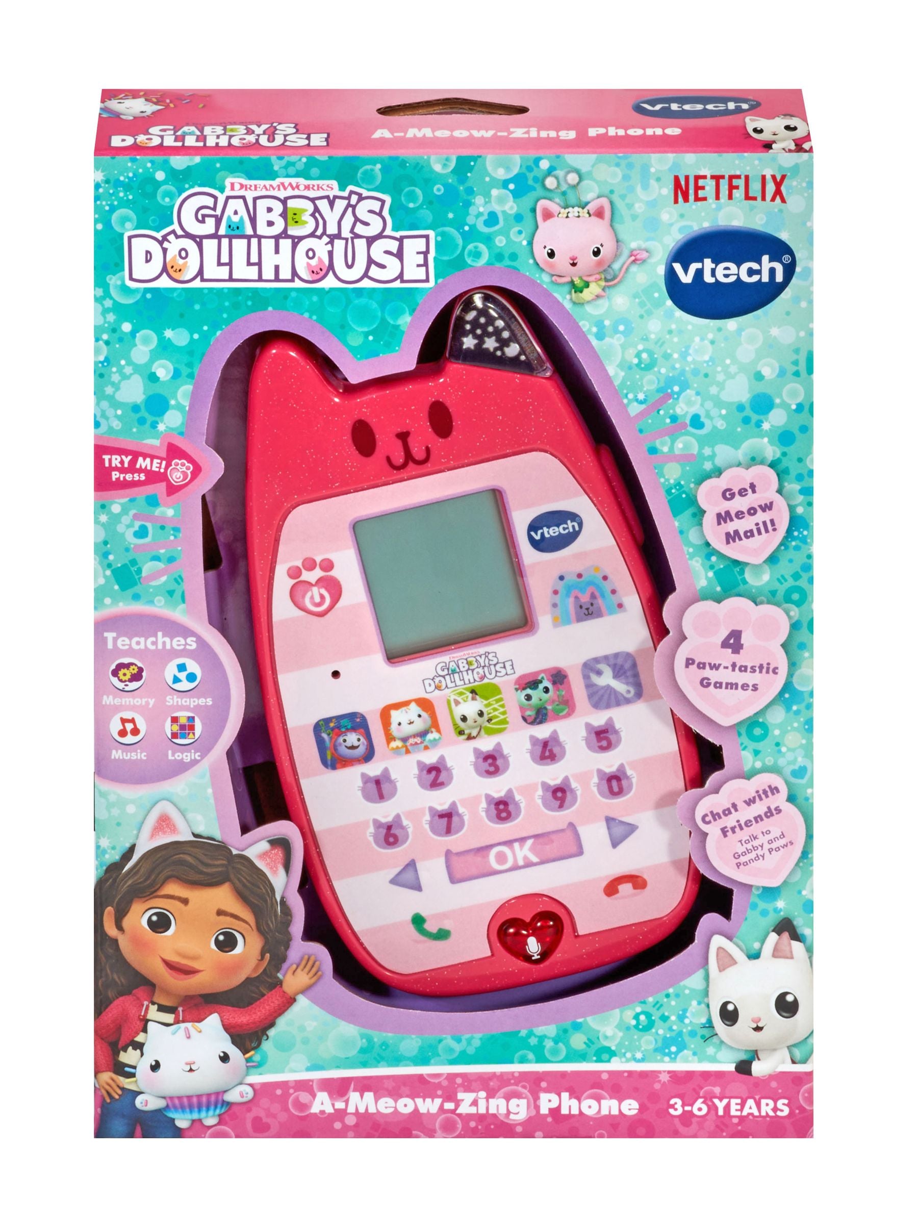 VTech Gabby's Dollhouse pink toy phone 15cm (British brand)