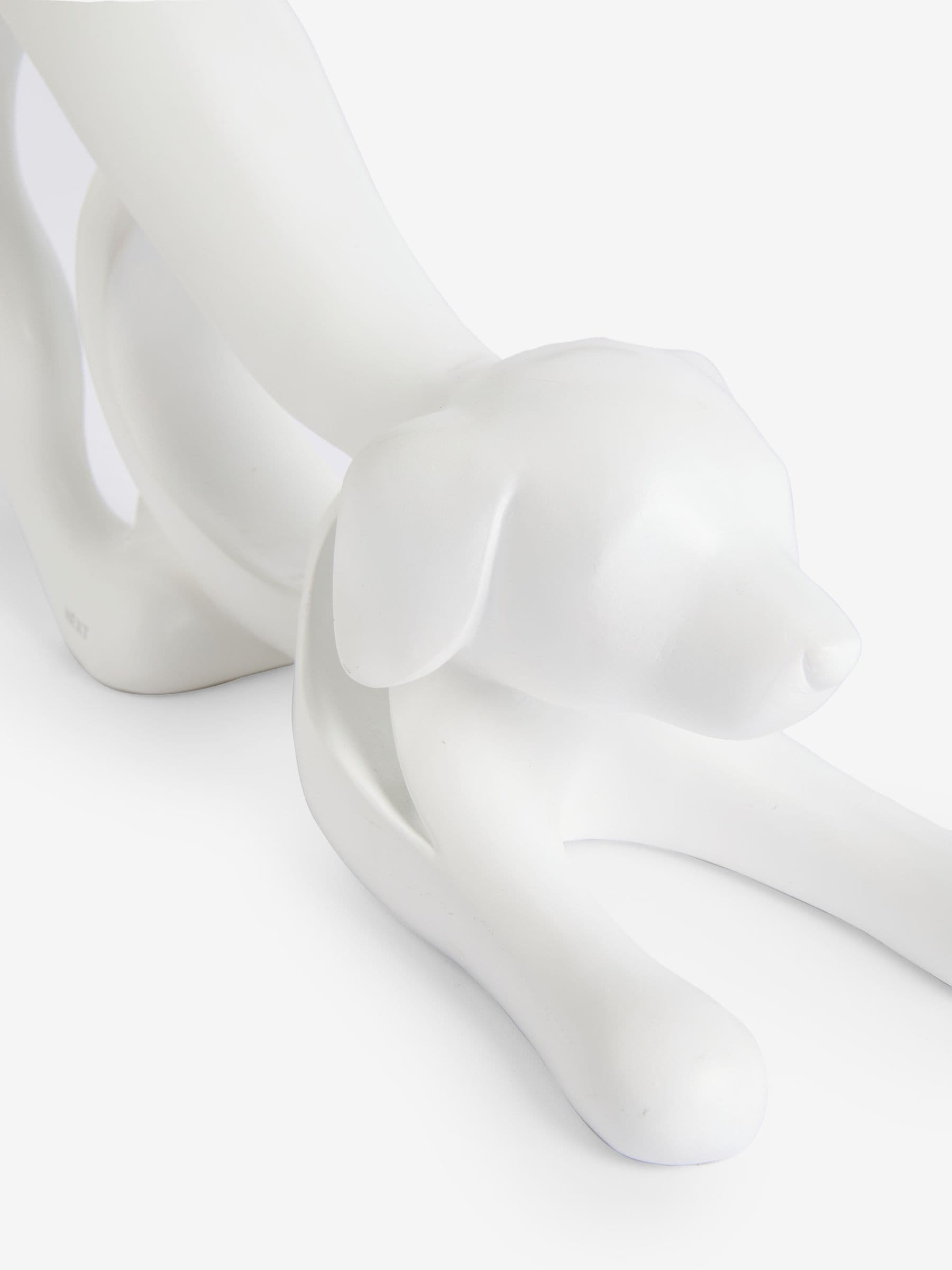 White abstract ribbon dog ornament 28cm x 10cm x 18.5cm (British brand)