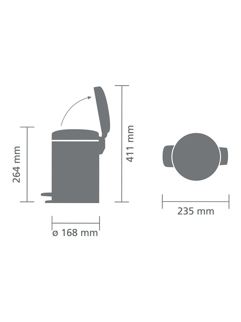 Brabantia pedal bin soft grey 3 litre, imported from the UK