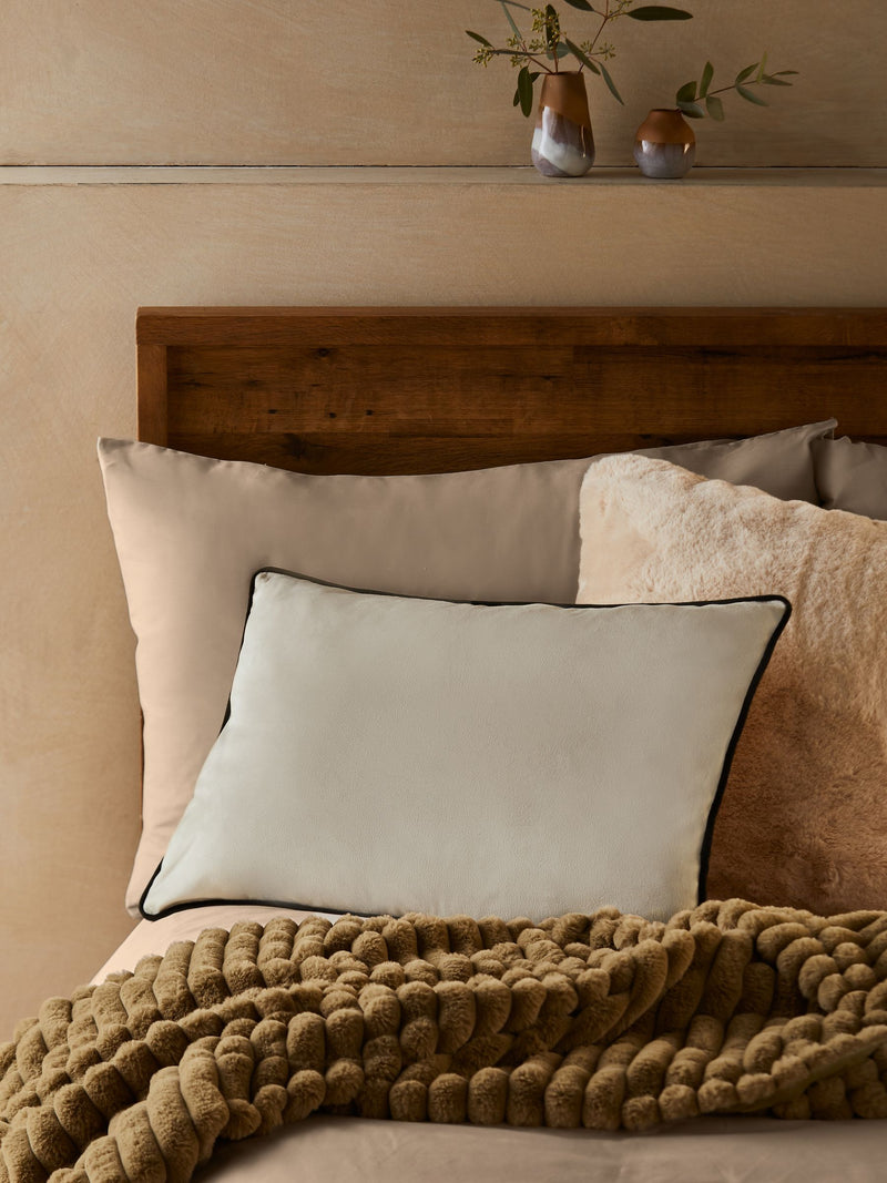 Dark Green Matte Velvet Contrast Pipe Cushion - 50 x 50cm