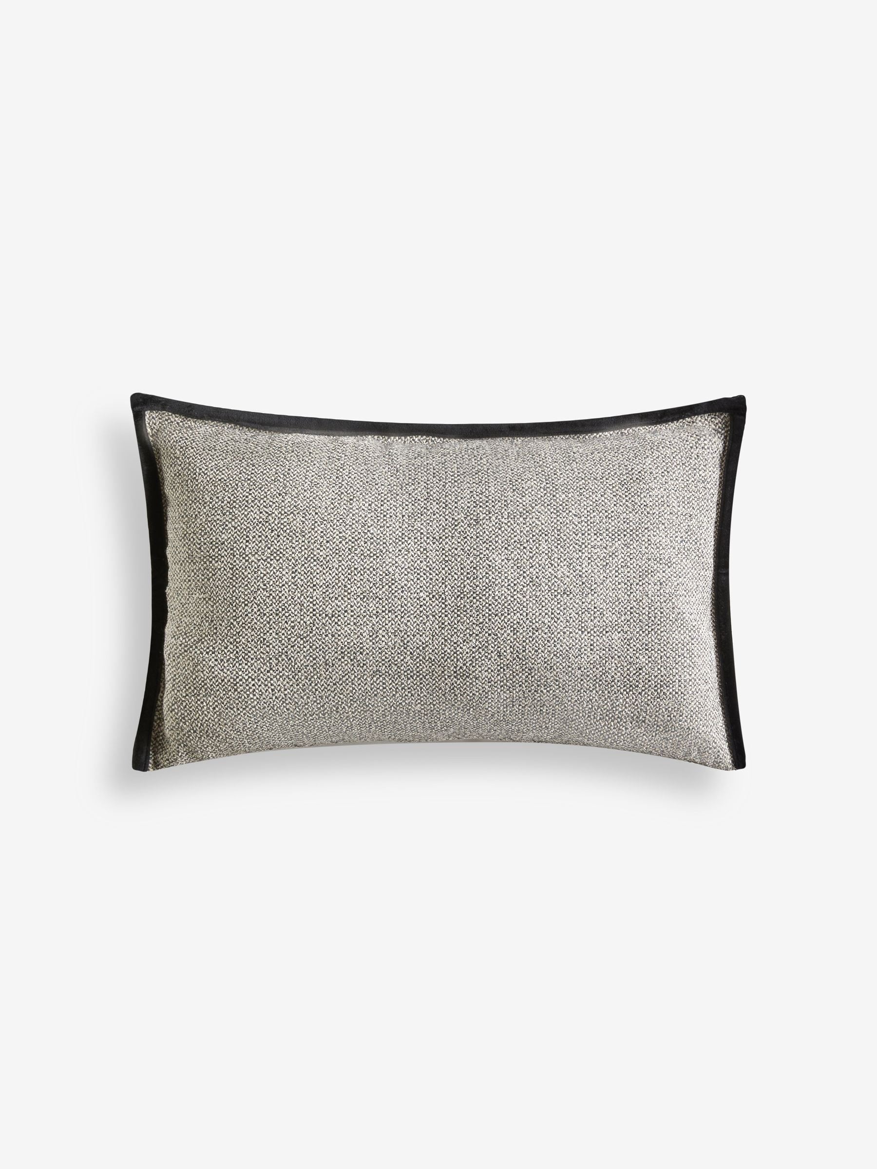 Tweed velour trim cushion black 59x59cm - British product