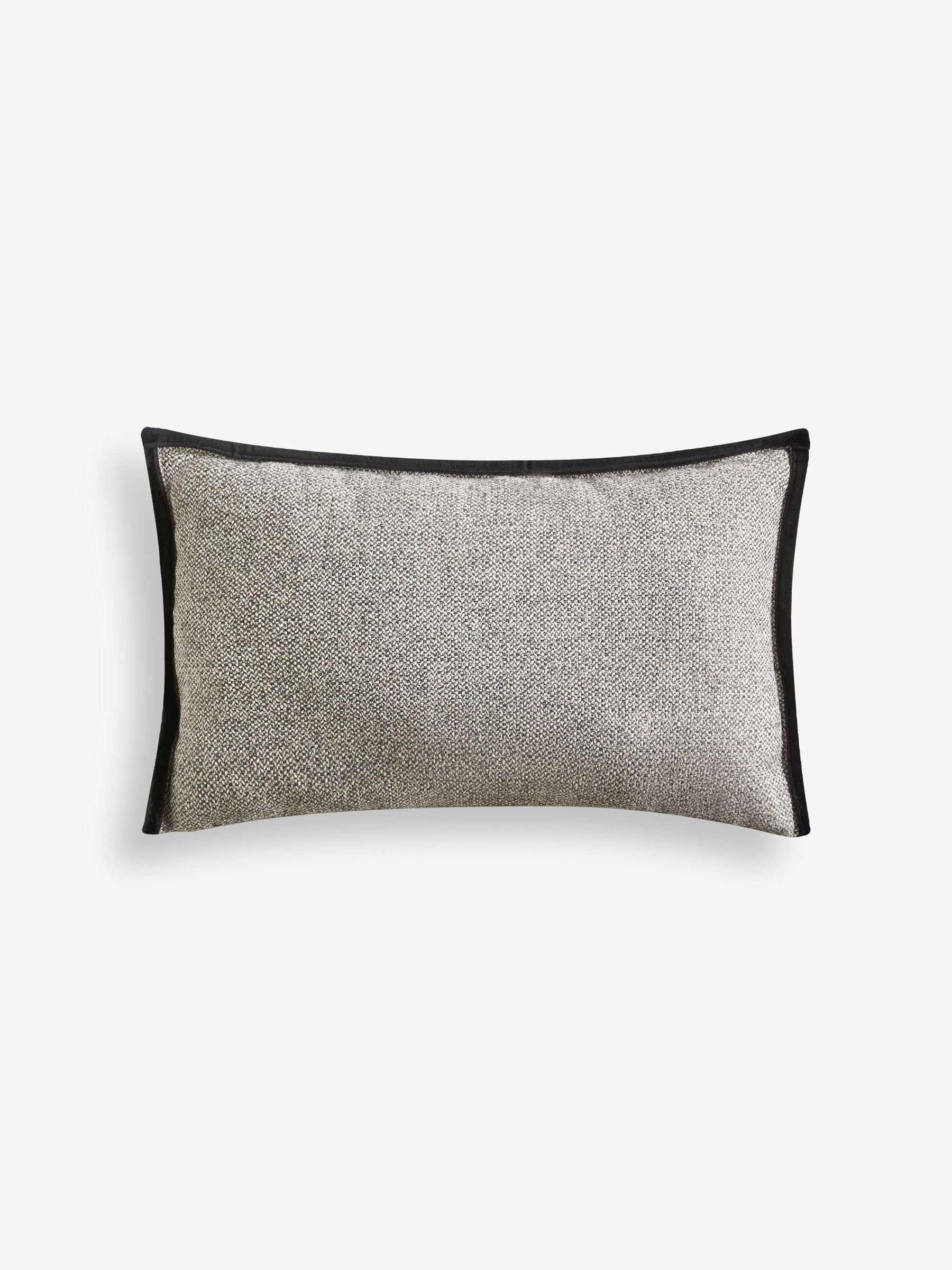 Tweed velour trim cushion black 59x59cm - British product