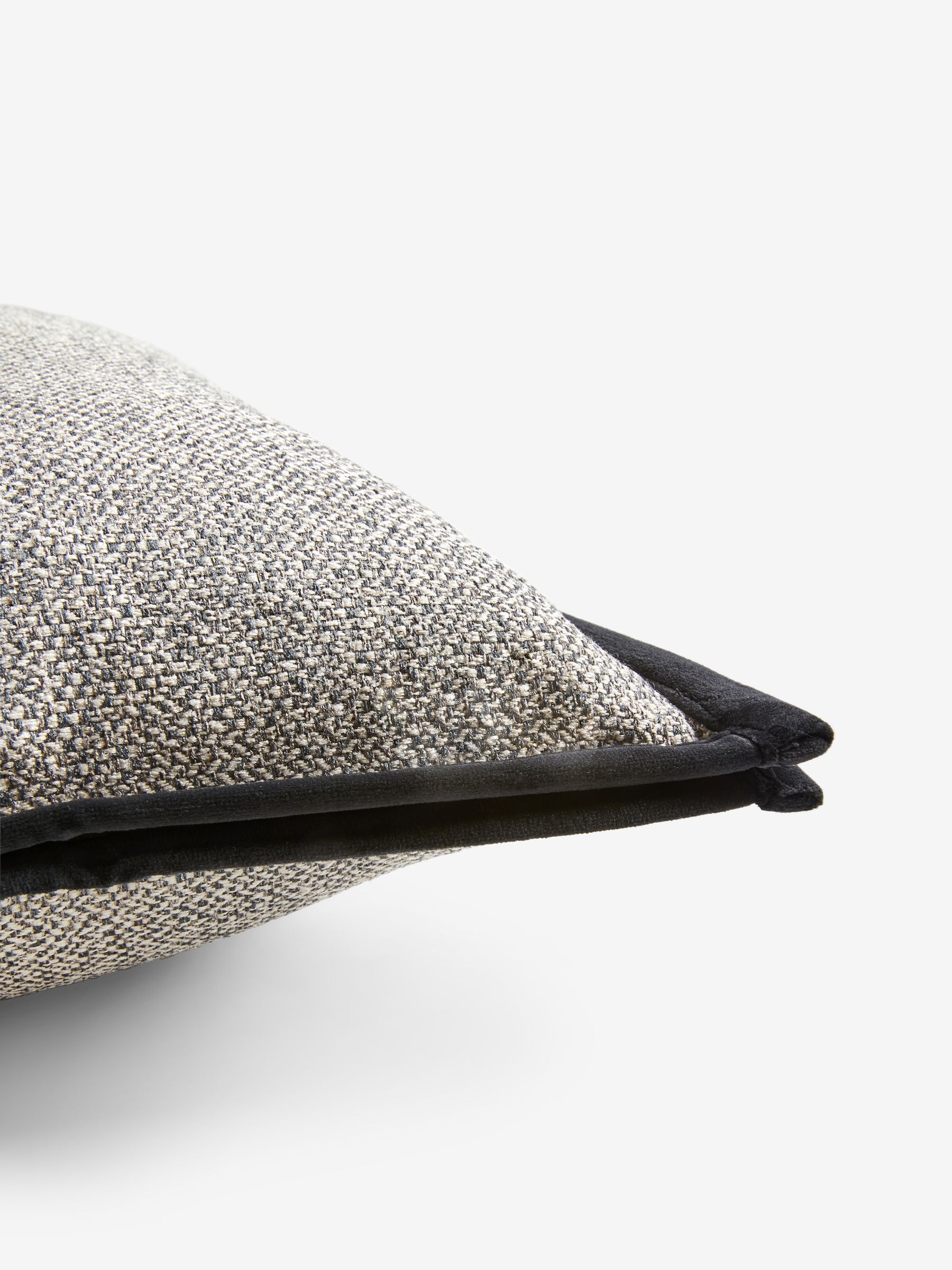 Tweed velour trim cushion black 59x59cm - British product