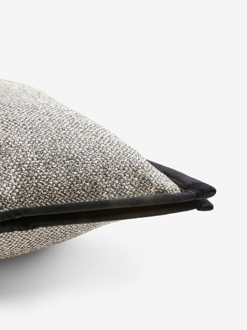 Tweed velour trim cushion black 59x59cm - British product