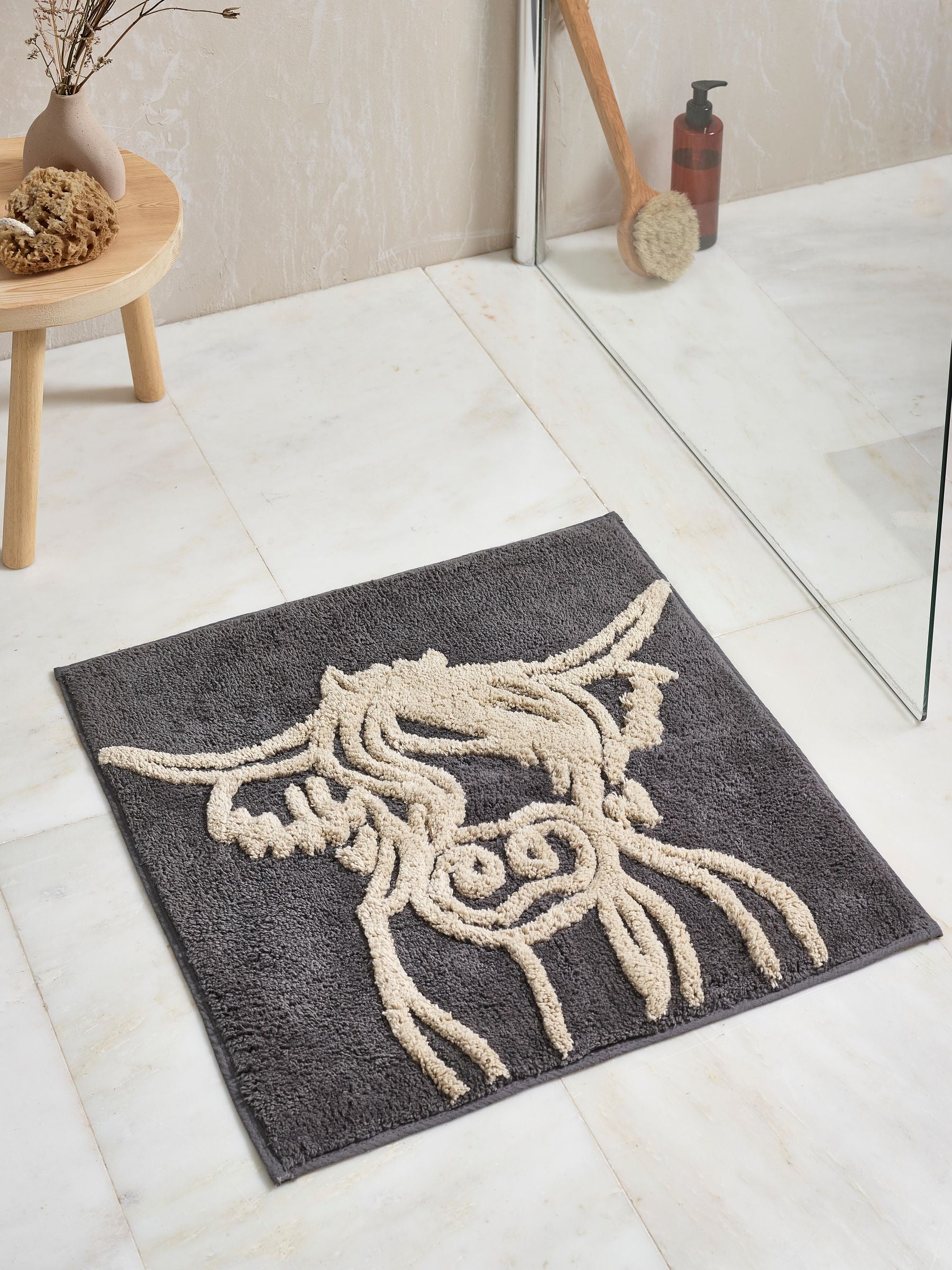 Hamish charcoal grey cotton bath mat, UK version
