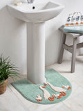 Teal Blue Goose And Friends 100% Cotton Pedestal Mat