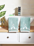 Teal blue geese face cloths, 100% cotton, imported from the UK