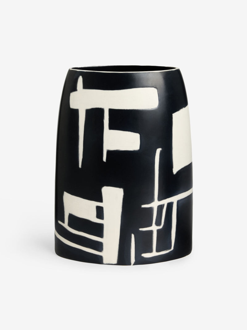 MADE.COM Monochrome Kian hand painted vase 28.5cm, imported from the UK