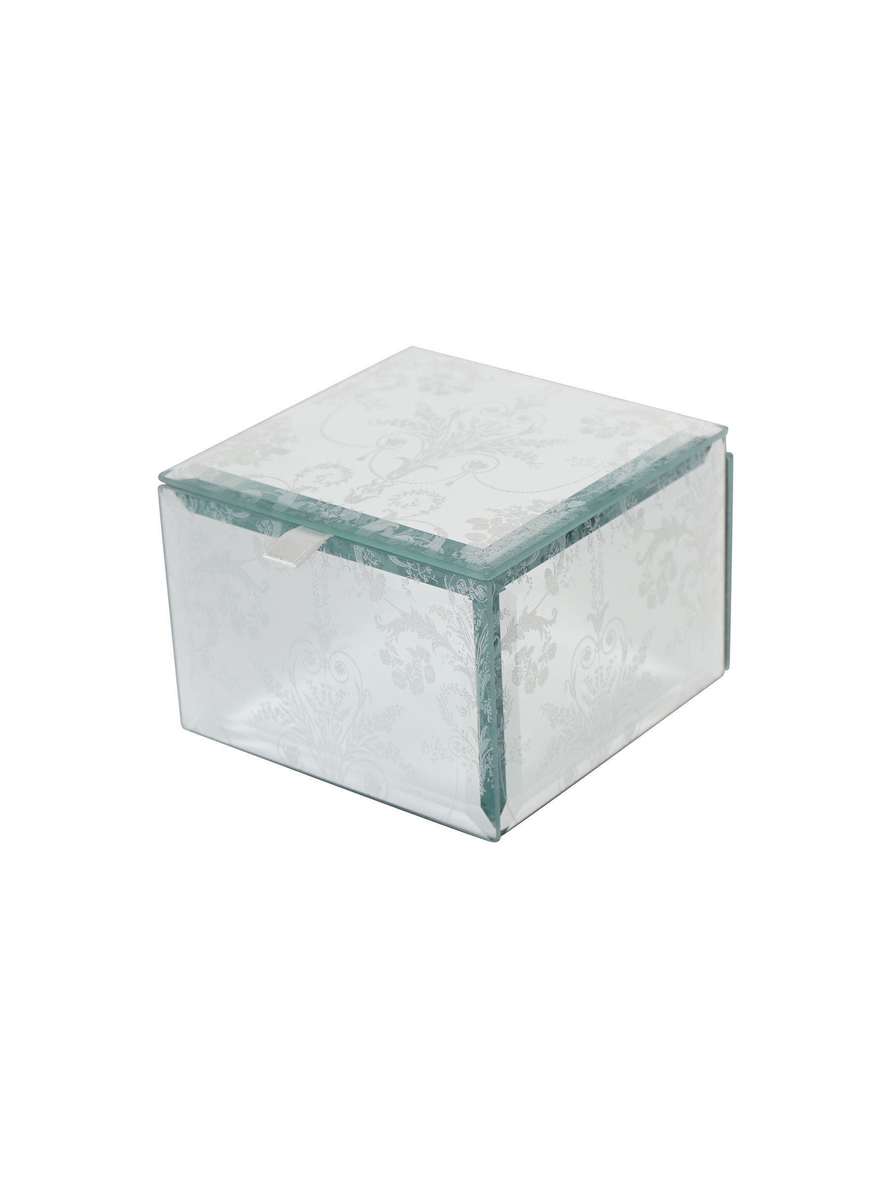 Laura Ashley Josette print mirror jewellery box measuring 15x15x9cm, UK version