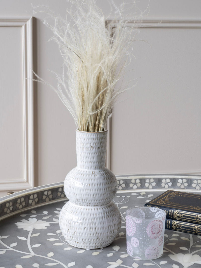 Laura Ashley White Lowick Antique Stoneware Vase, UK version