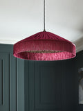 Next Allegra fringed lampshade burgundy red leopard print 61cm - British product