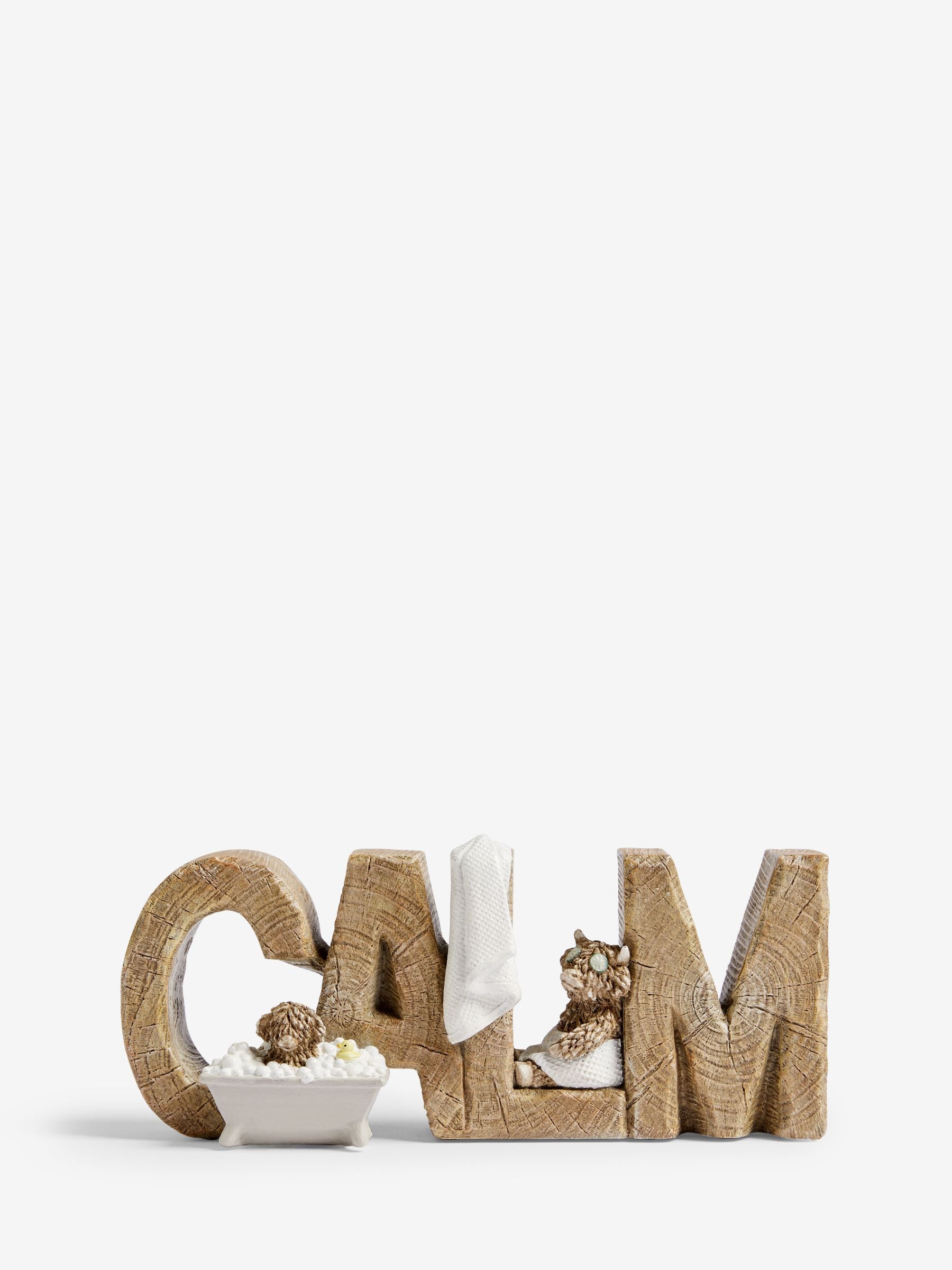 Natural Hamish resin word block Highland cow - British product