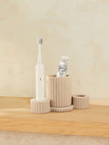 Black Resin Ribbed Electric Toothbrush Holder and Tidy