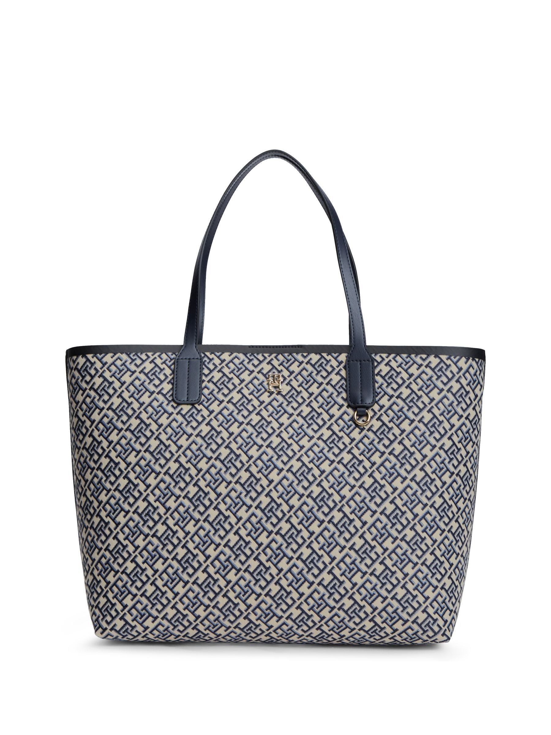Tommy Hilfiger monogram jacquard tote bag 11L, imported from the UK