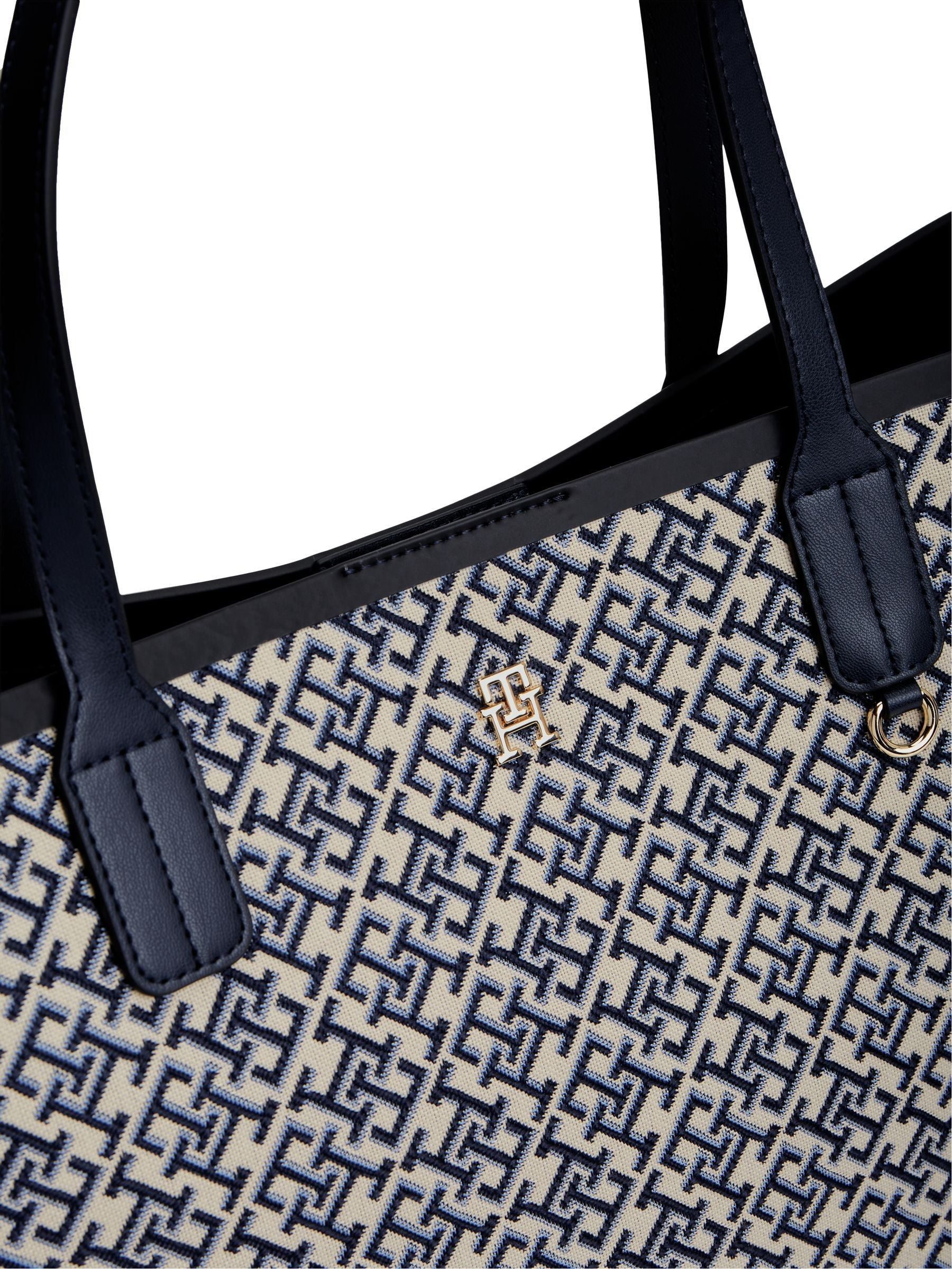 Tommy Hilfiger monogram jacquard tote bag 11L, imported from the UK