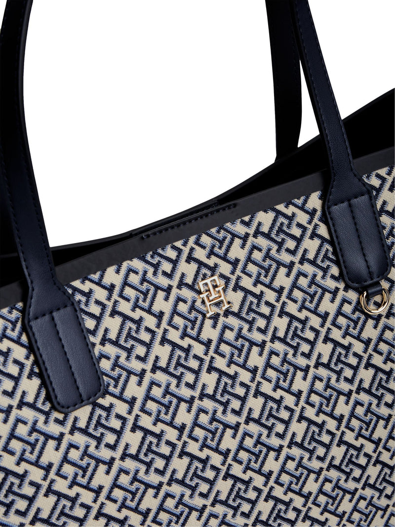 Tommy Hilfiger monogram jacquard tote bag 11L, imported from the UK