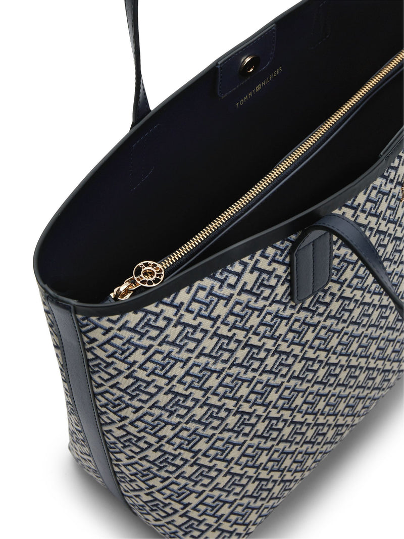 Tommy Hilfiger monogram jacquard tote bag 11L, imported from the UK