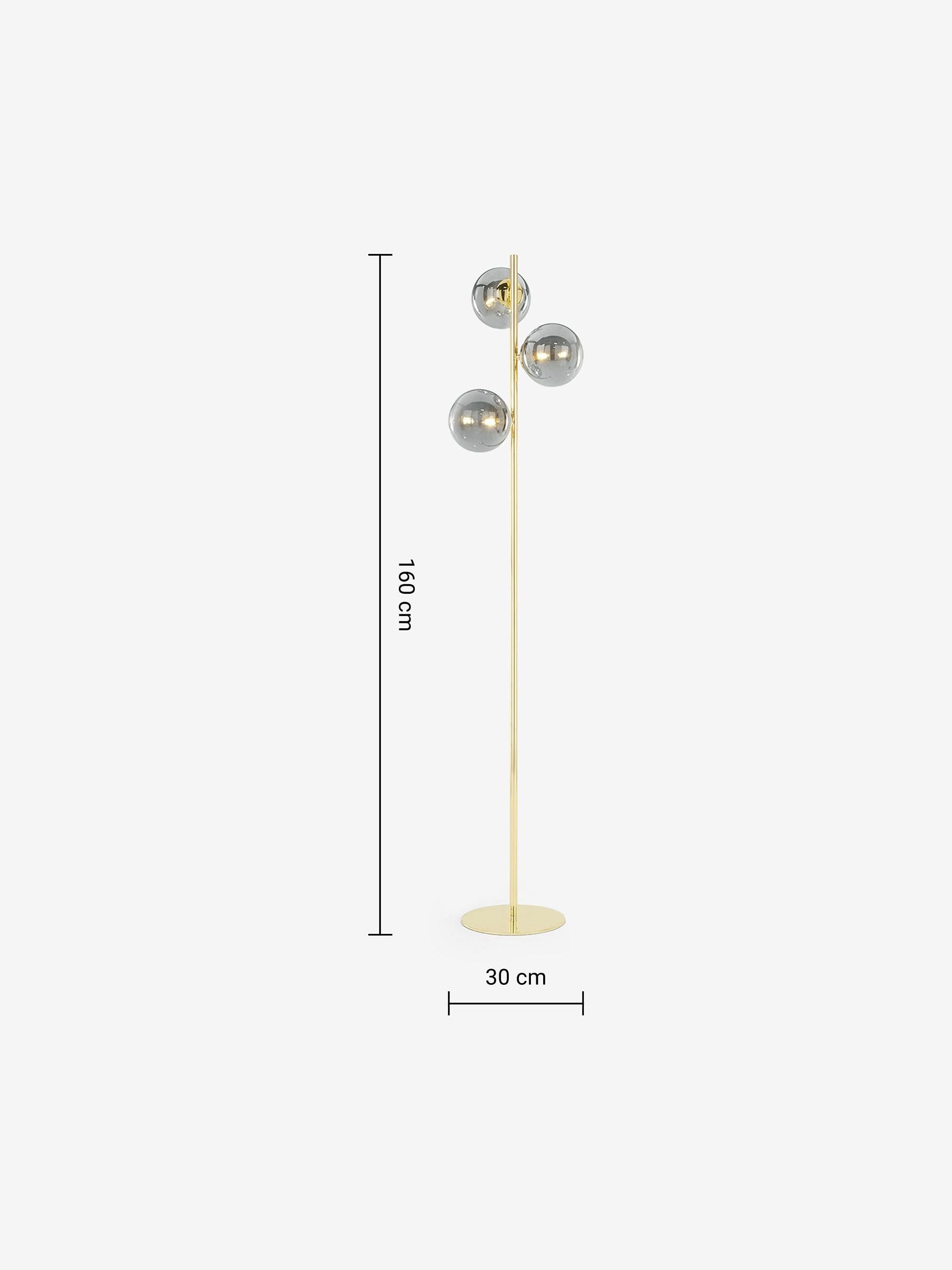 MADE.COM Globe floor light grey brass 160cm, imported from the UK