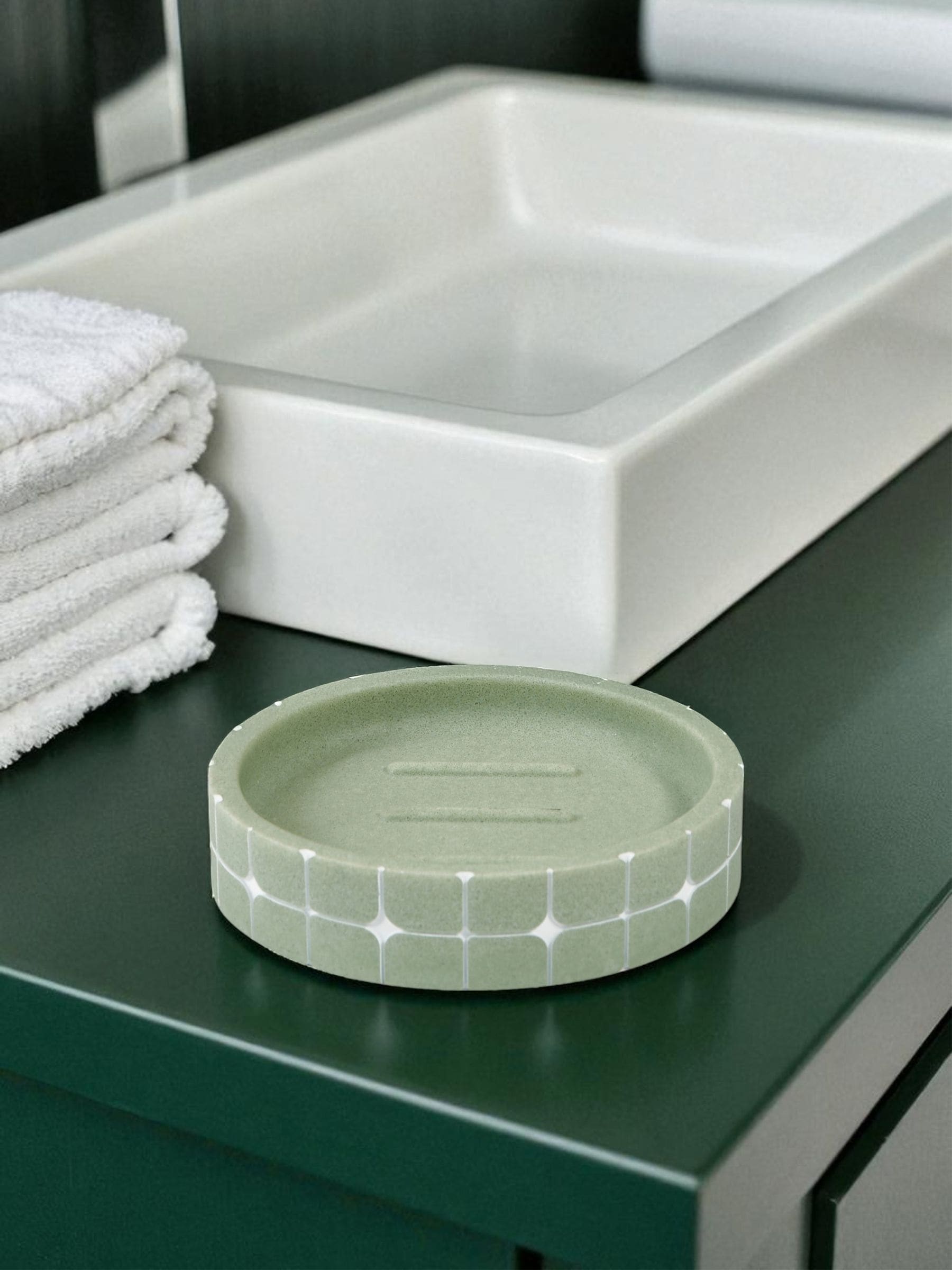 Showerdrape Mosaica set of 4 Pistachio Bathroom Accessories (British brand)