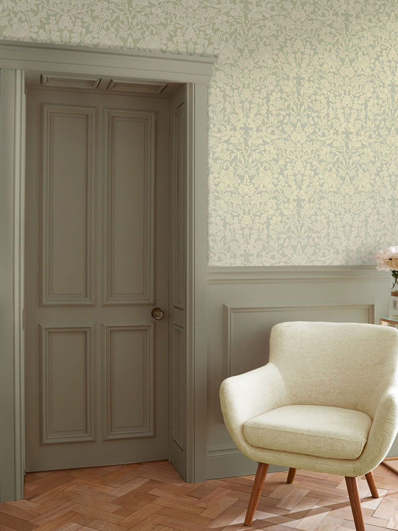 Graham & Brown Sage Hartley Damask wallpaper 10m roll (British brand)