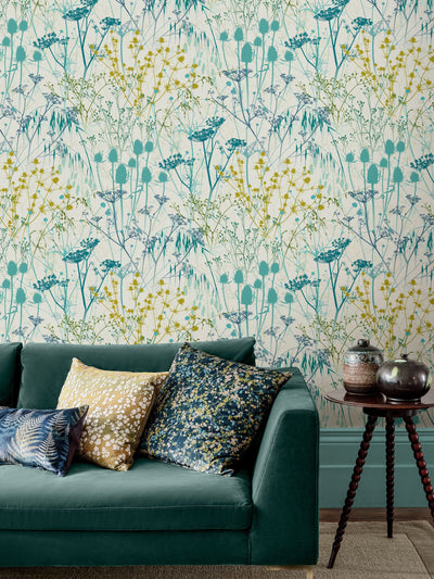 Next Clarissa Hulse Green Summer Border Verdigris Wallpaper 10m- Buy online at McGrocer