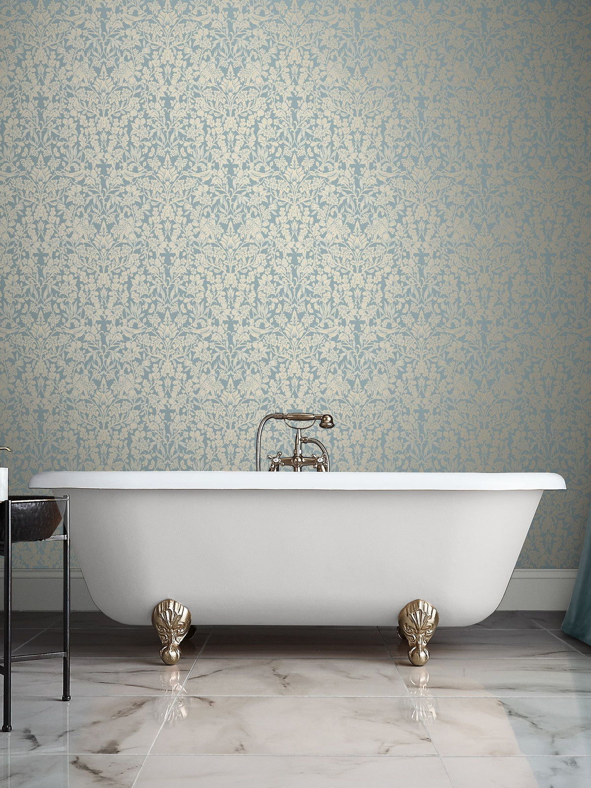 Graham & Brown Hartley Damask Wedgewood wallpaper 10m (British brand)