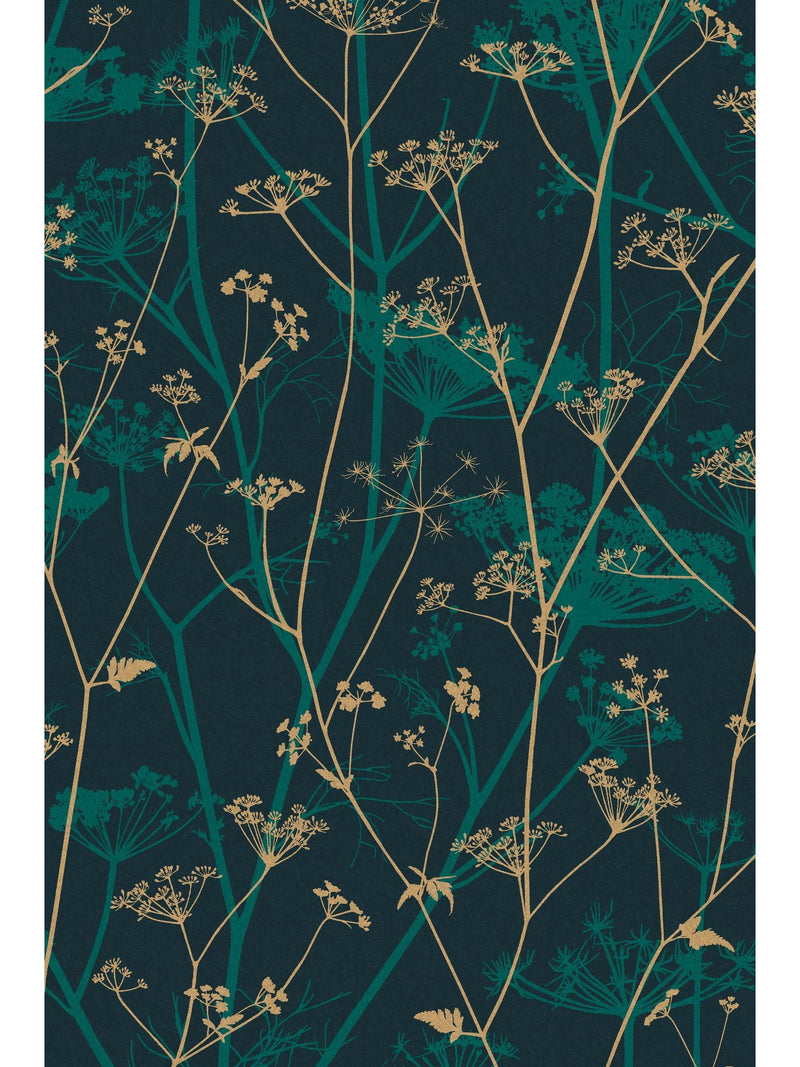 Clarissa Hulse Wild Chervil Kingfisher Gold wallpaper 10M, imported from the UK