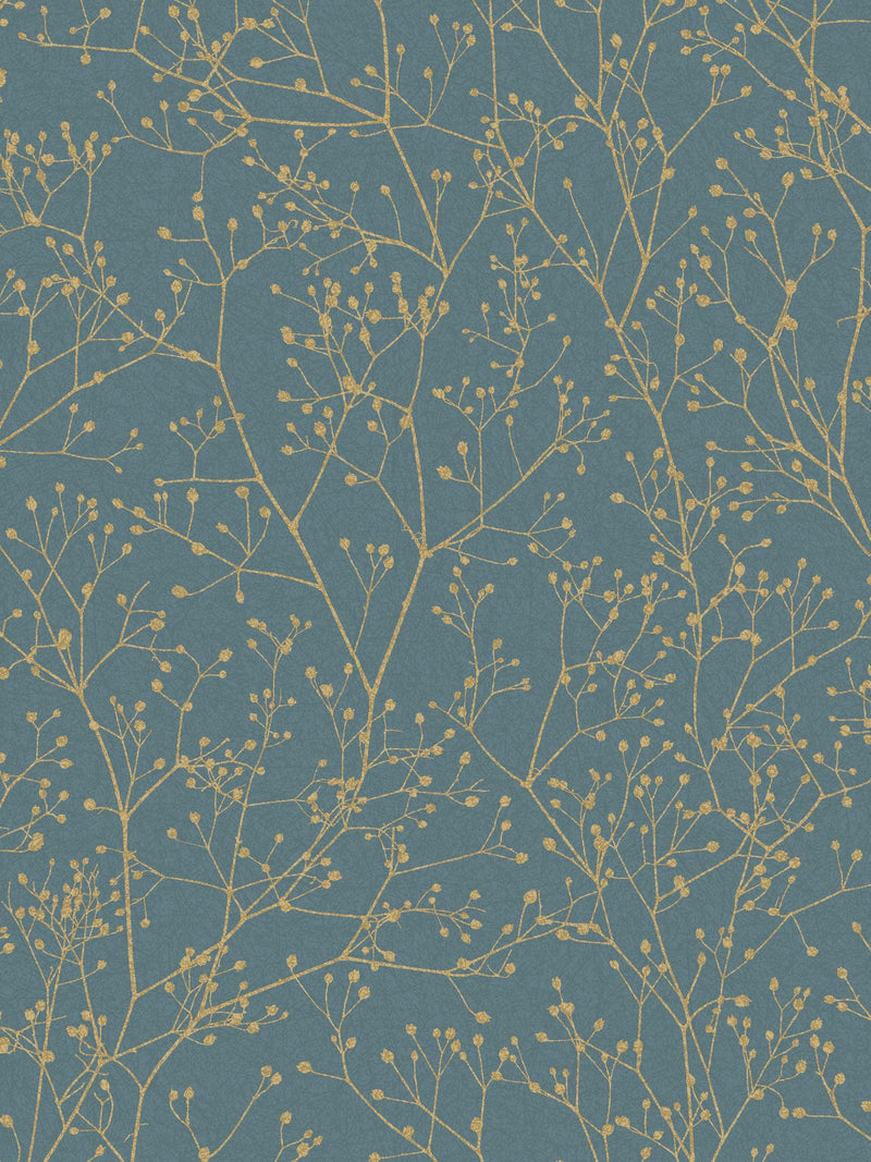 Clarissa Hulse Gypsophila wallpaper Airforce Blue Soft Gold 10m - British product