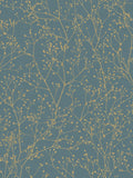 Clarissa Hulse Gypsophila wallpaper Airforce Blue Soft Gold 10m - British product