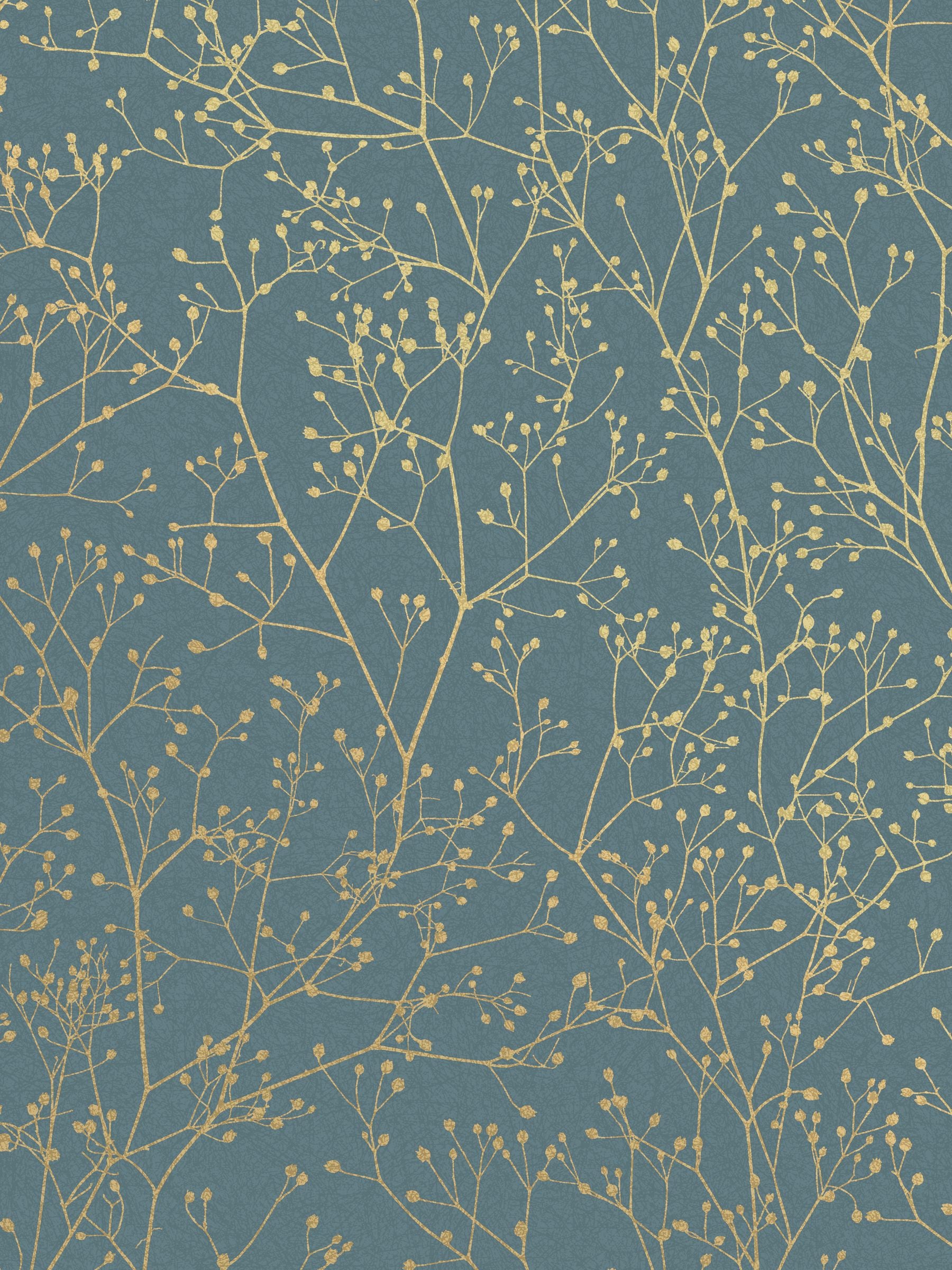 Clarissa Hulse Gypsophila wallpaper Airforce Blue Soft Gold 10m - British product
