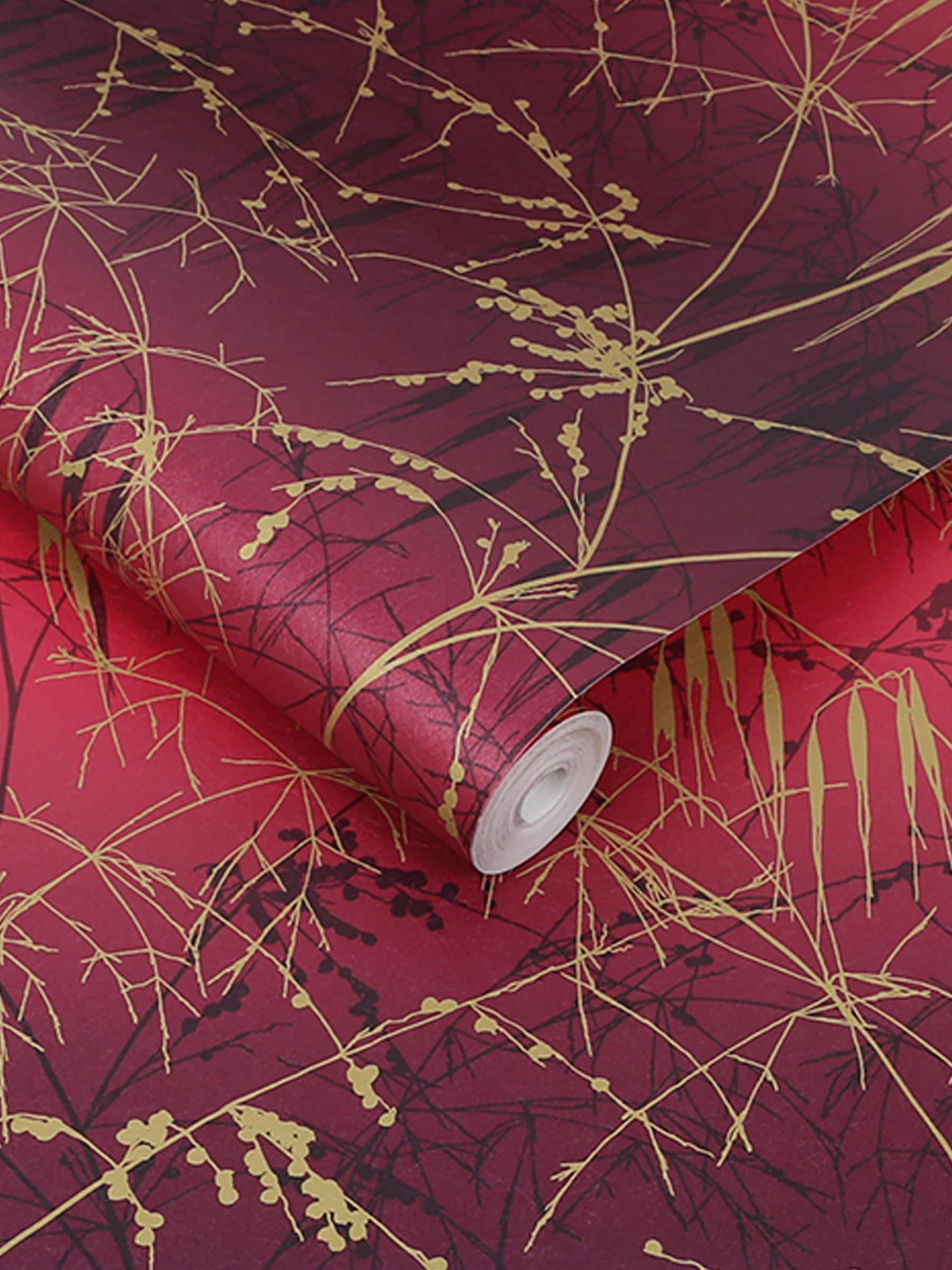 Clarissa Hulse damson metallic wallpaper 10m x 52cm (British brand)
