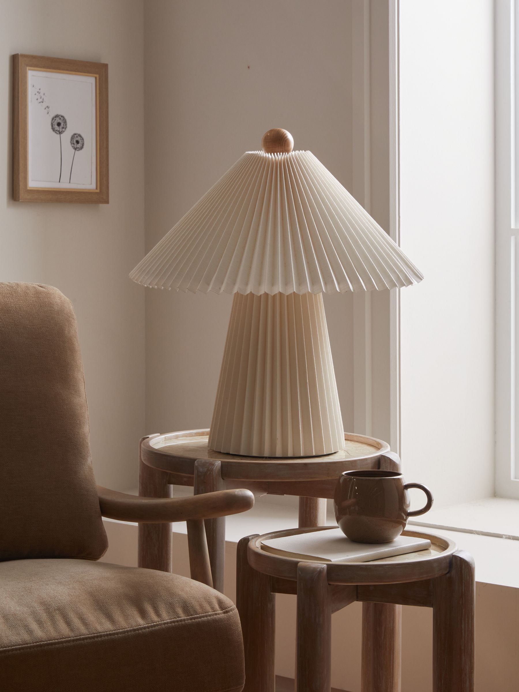 MADE.COM cream Lila pleated table lamp 52cm - British product