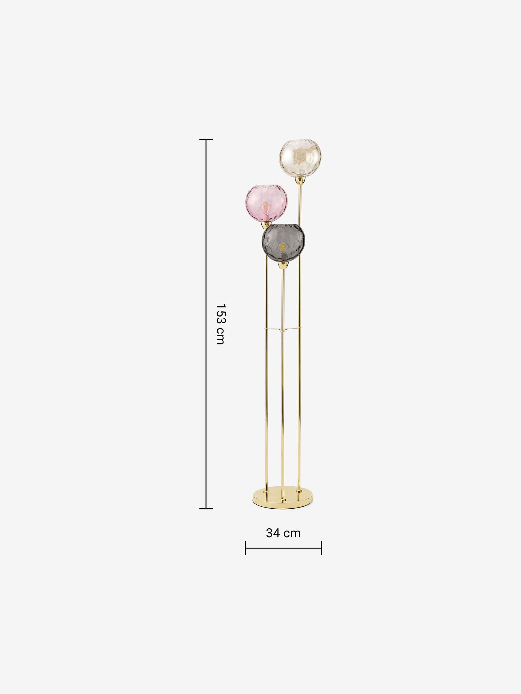 MADE.COM Ilaria pink floor lamp brass base - British product