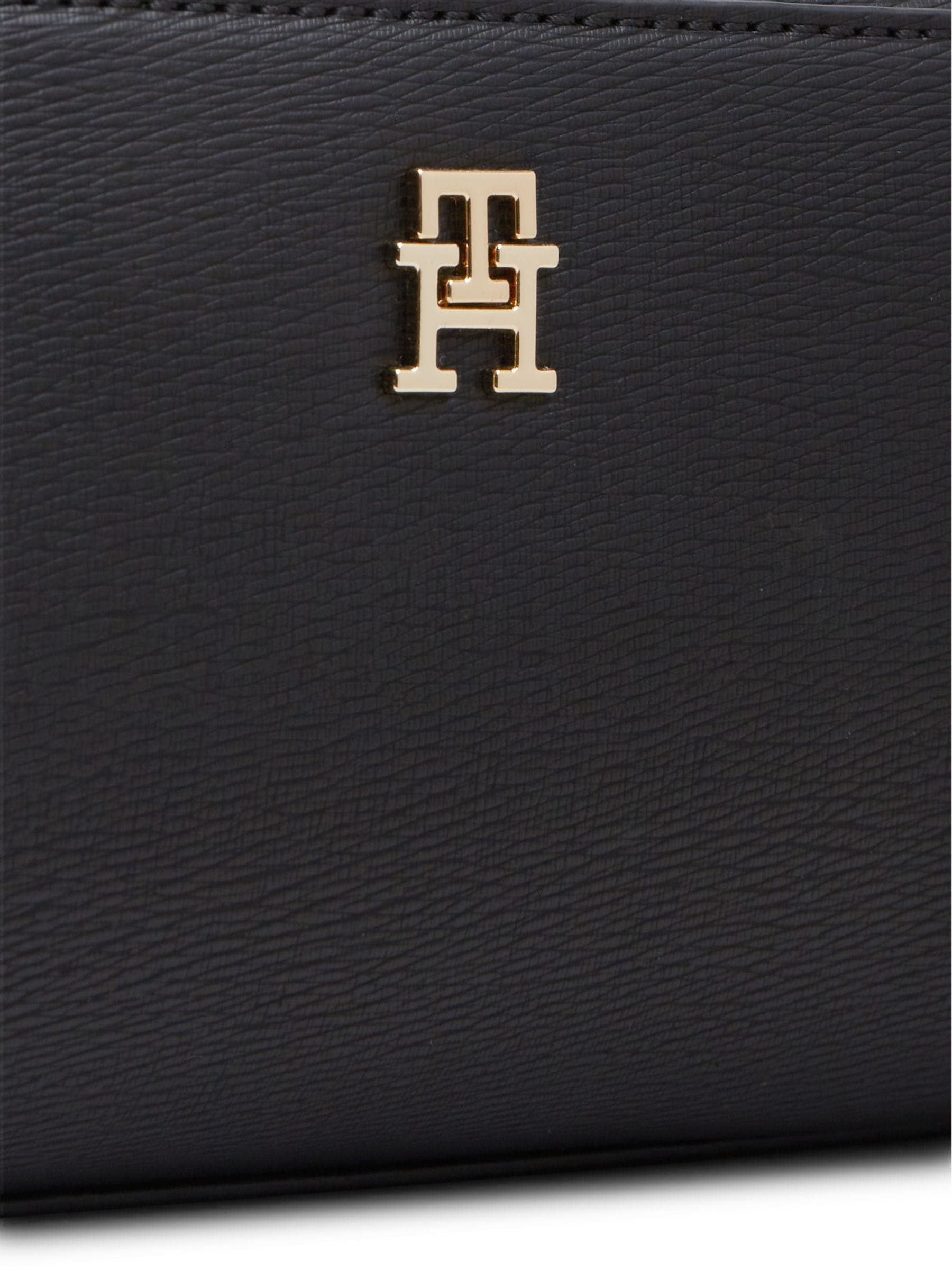 Tommy Hilfiger black monogram textured crossbody camera bag (British brand)