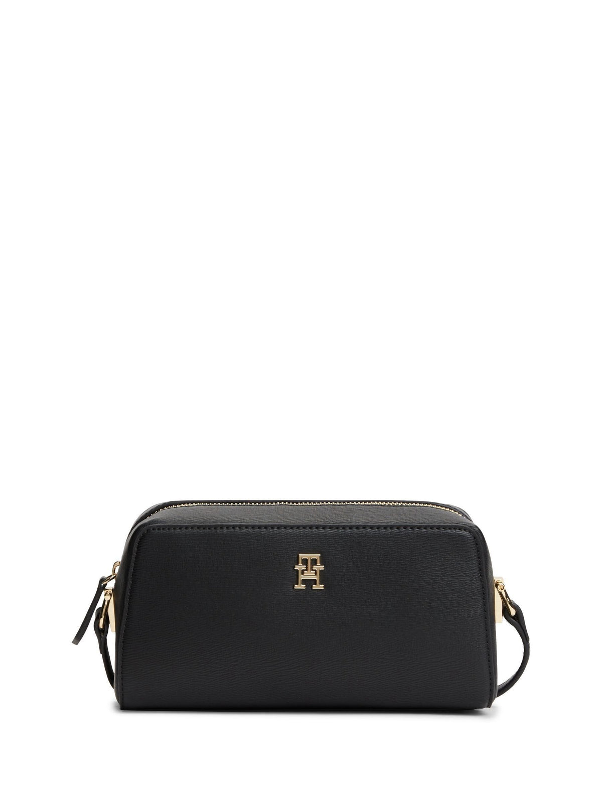 Tommy Hilfiger black monogram textured crossbody camera bag (British brand)