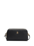 Tommy Hilfiger black monogram textured crossbody camera bag (British brand)