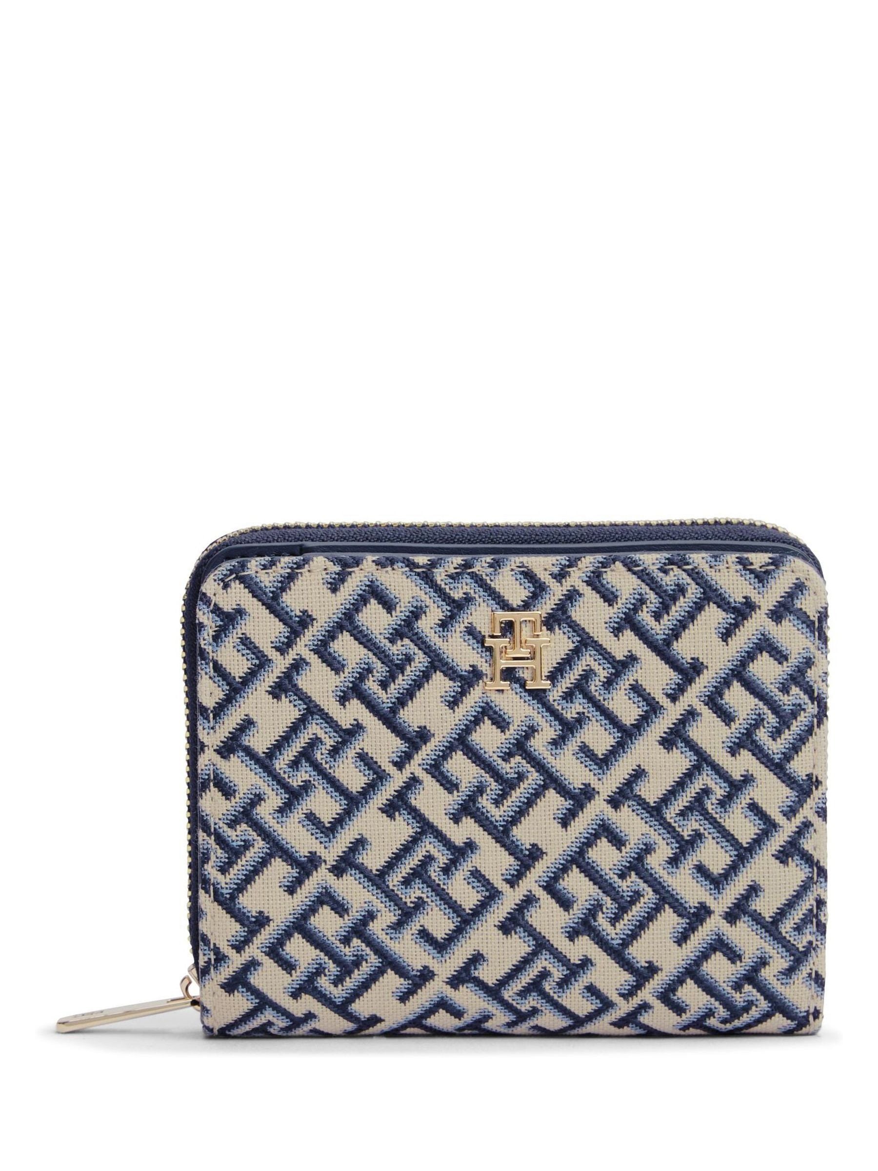 Tommy Hilfiger wallet blue monogram jacquard 12cm - British product
