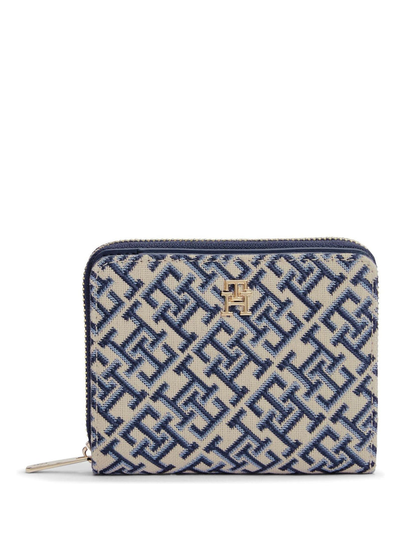 Tommy Hilfiger wallet blue monogram jacquard 12cm - British product