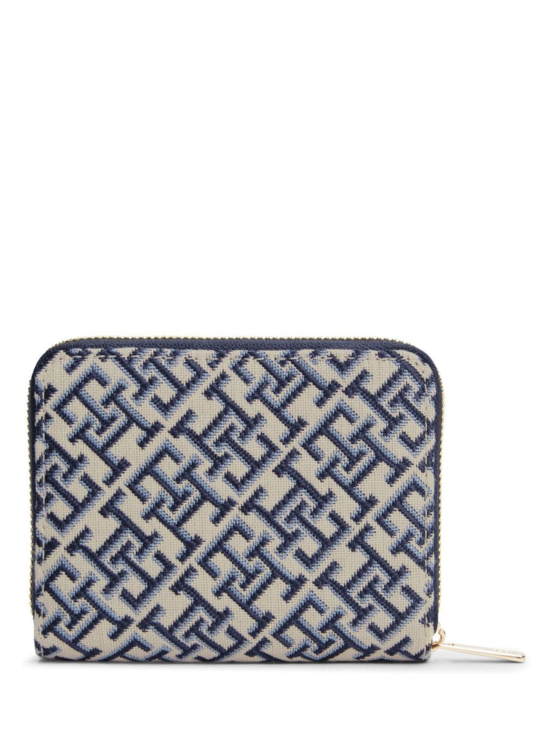 Tommy Hilfiger wallet blue monogram jacquard 12cm - British product