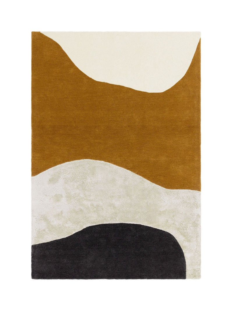 Asiatic Rugs Matrix Ochre Signature Rug geometric wool blend, imported from the UK