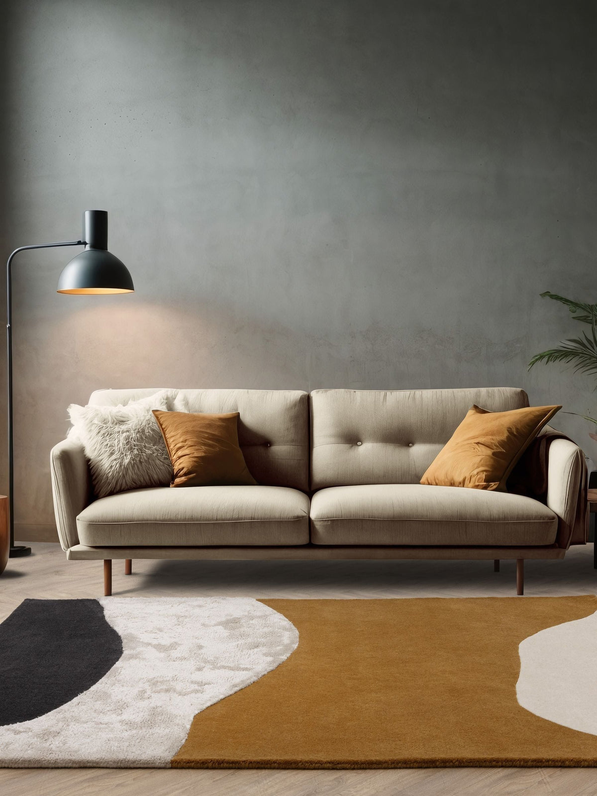 Asiatic Rugs Matrix Ochre Signature Rug geometric wool blend, imported from the UK