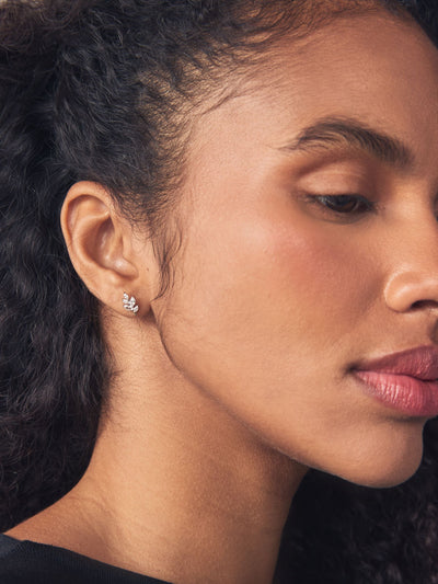 Next Sterling Silver Leaf Cubic Zirconia Stud Earrings- Buy online at McGrocer