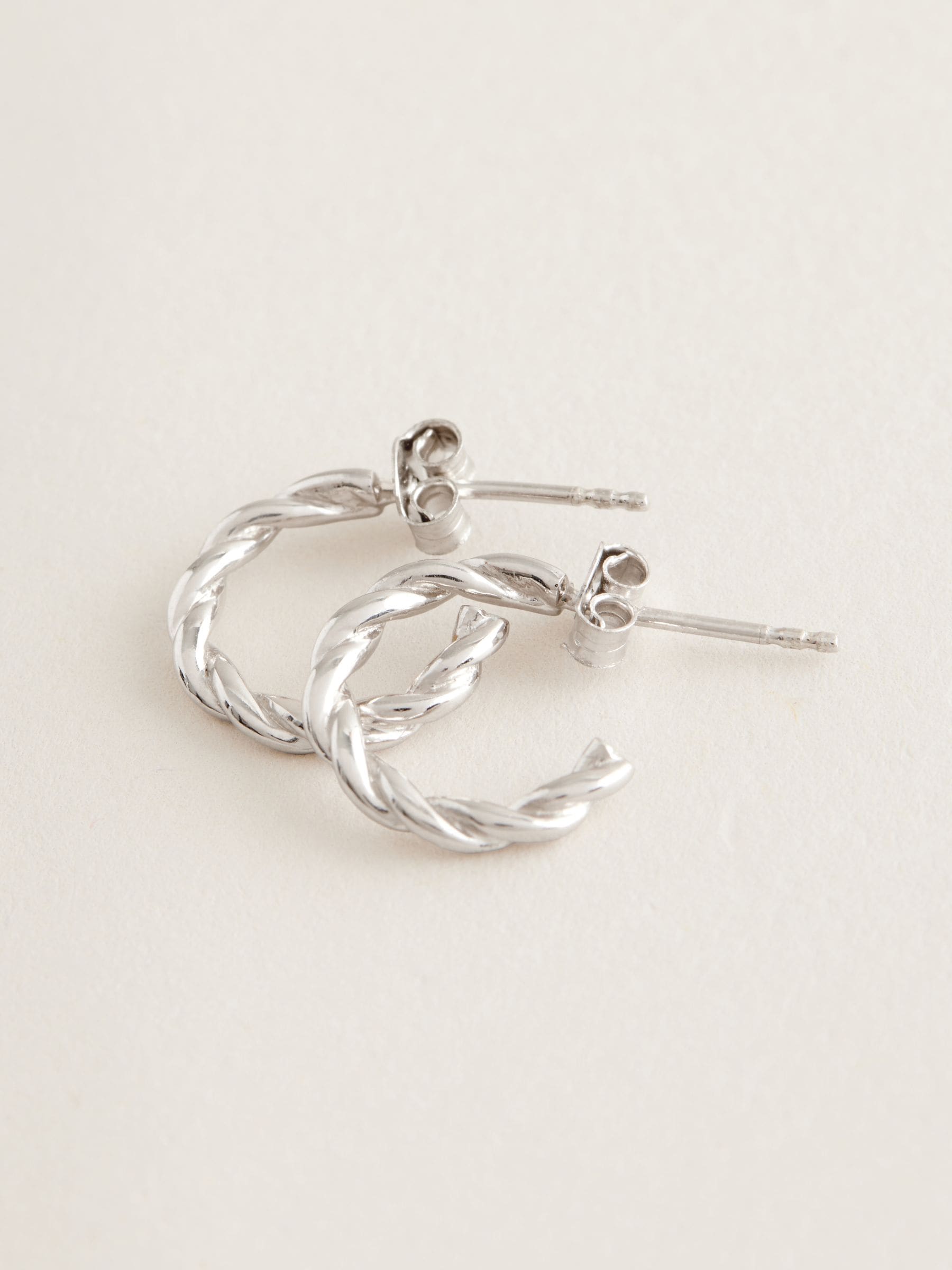 Sterling silver twist hoop earrings (British brand)
