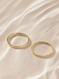Stainless Steel Delicate Rings Silver Tone Waterproof Set of 2